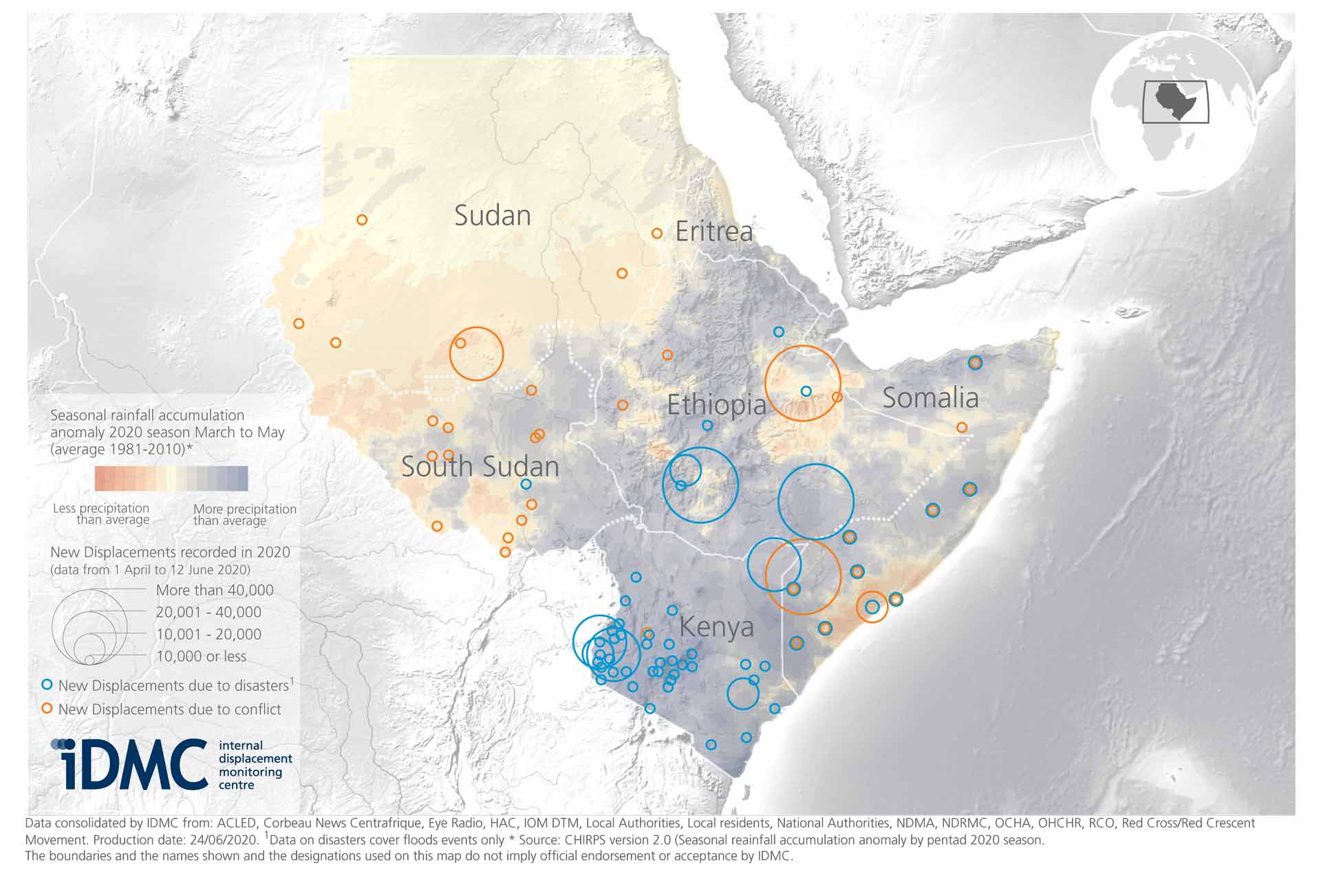 Map showing flooding in East Africa