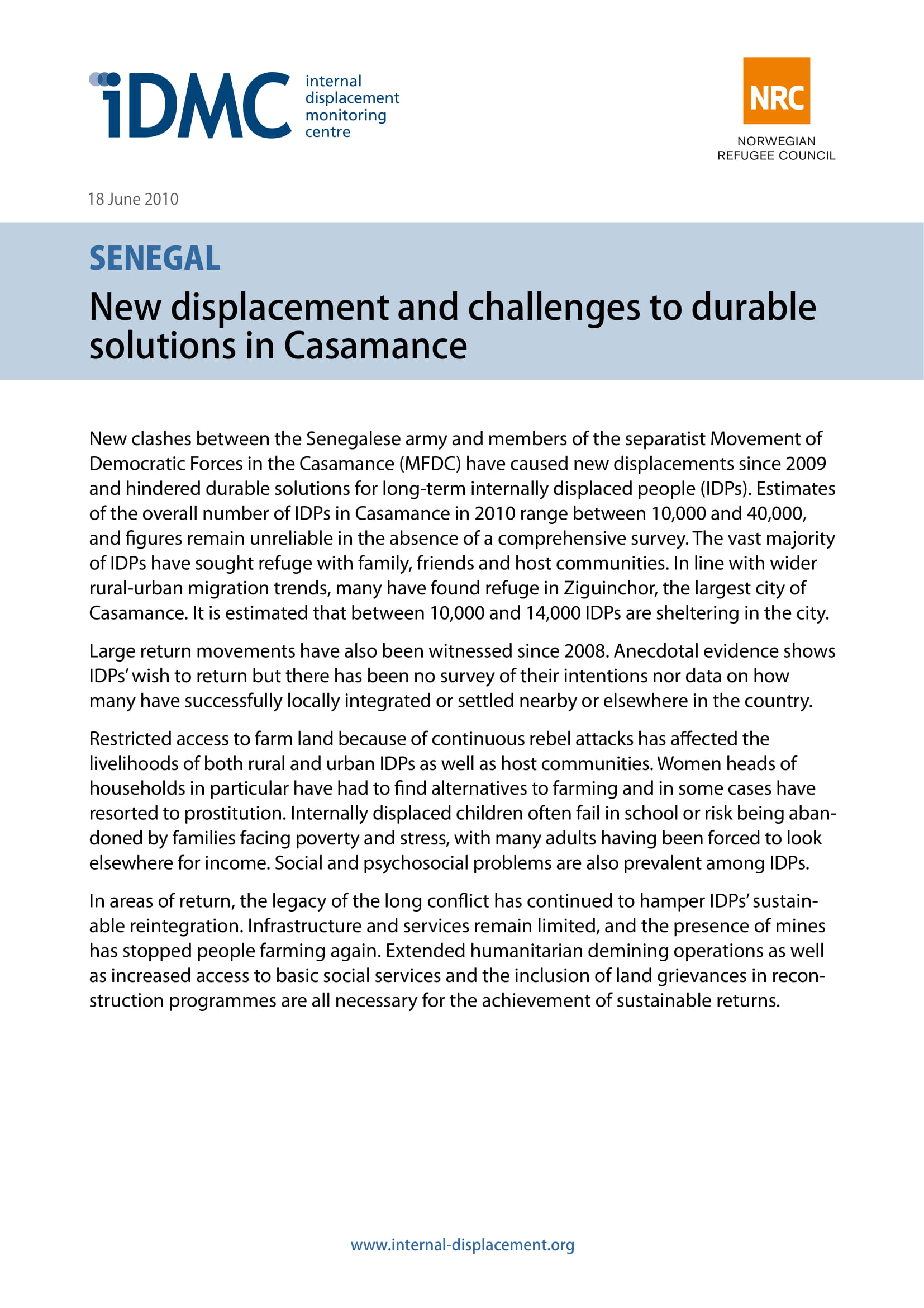 Senegal: New displacement and challenges to durable solutions in Casamance