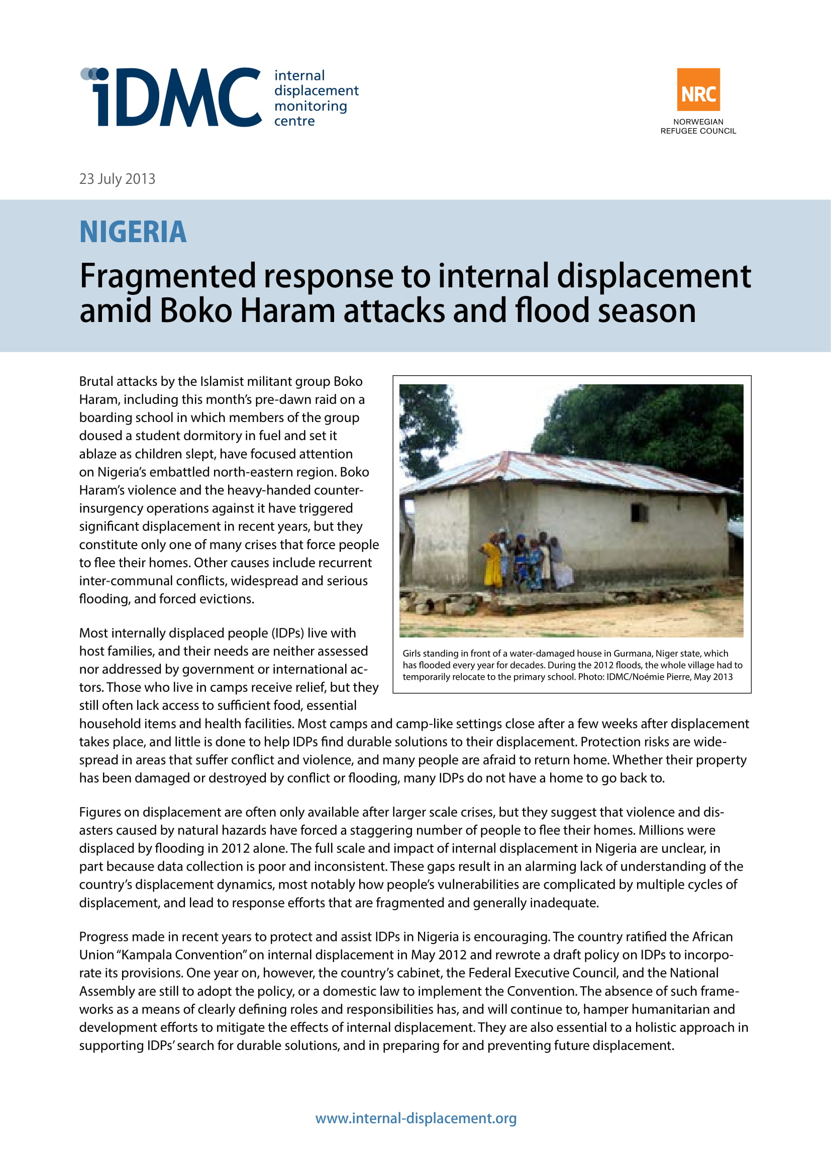 Nigeria: Fragmented response to internal displacement amid Boko Haram attacks and flood season