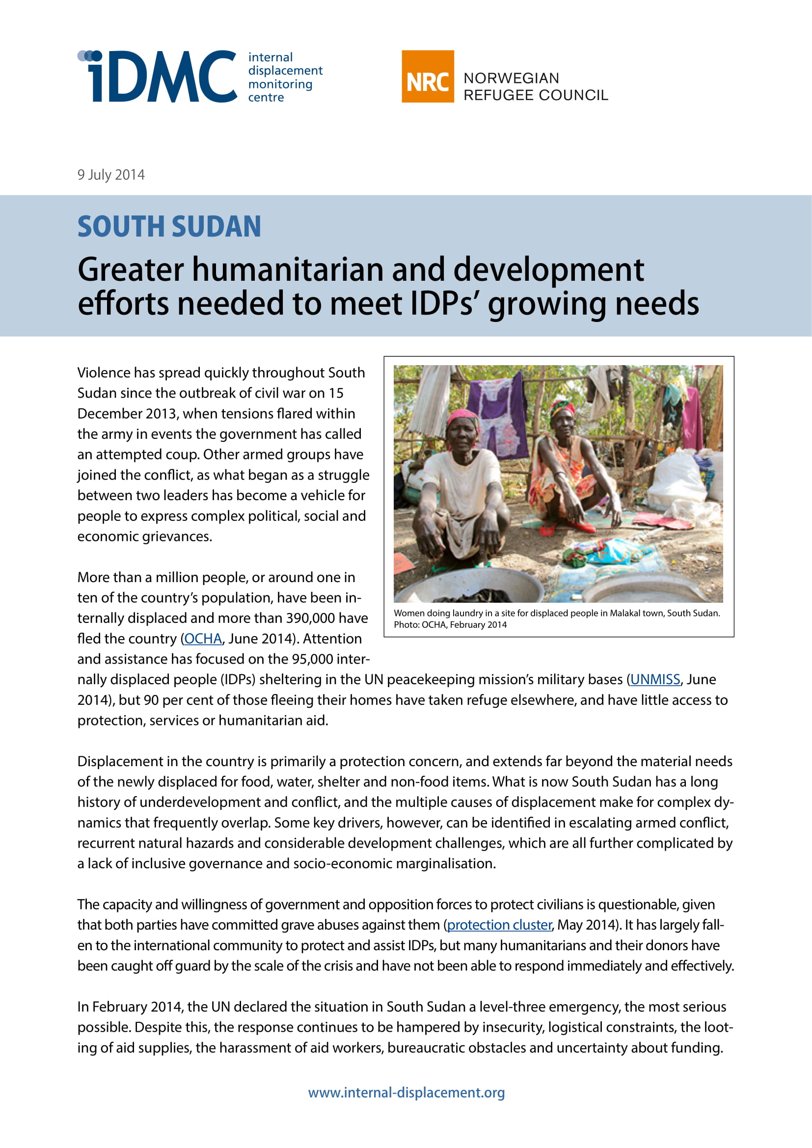 South Sudan: Greater humanitarian and development efforts needed to meet IDPs’ growing needs