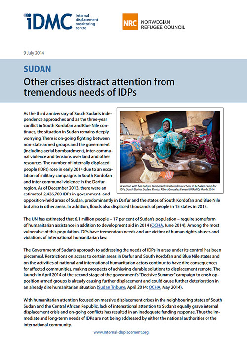 Sudan: Other crises distract attention from tremendous needs of IDPs