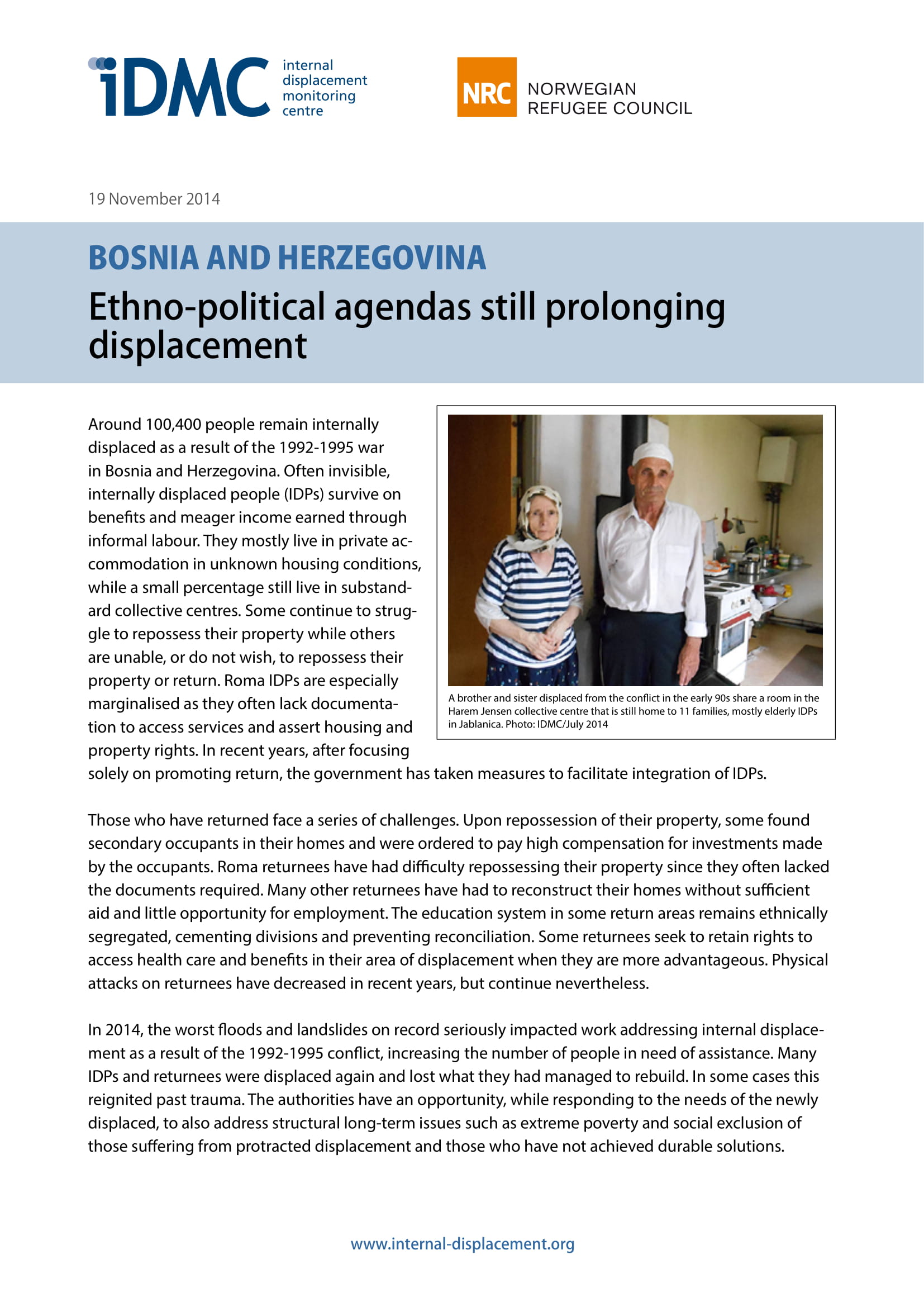 Bosnia and Herzegovina: Ethno-political agendas still prolonging displacement