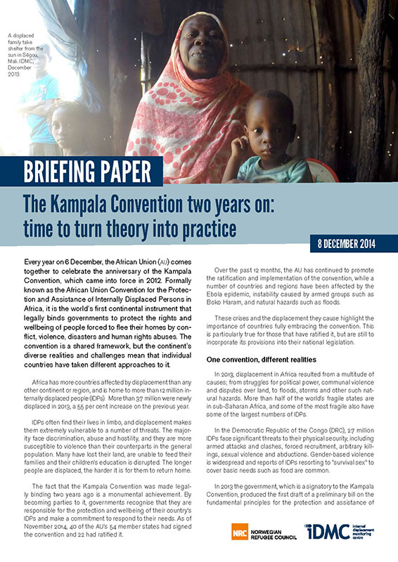 The Kampala Convention two years on: time to turn theory into practice