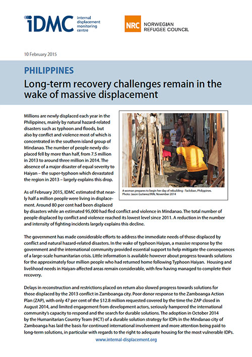 Philippines: Long-term recovery challenges remain in the wake of massive displacement