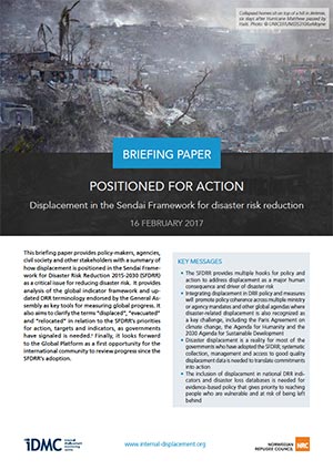 Positioned for action: Displacement in the Sendai Framework for disaster risk reduction