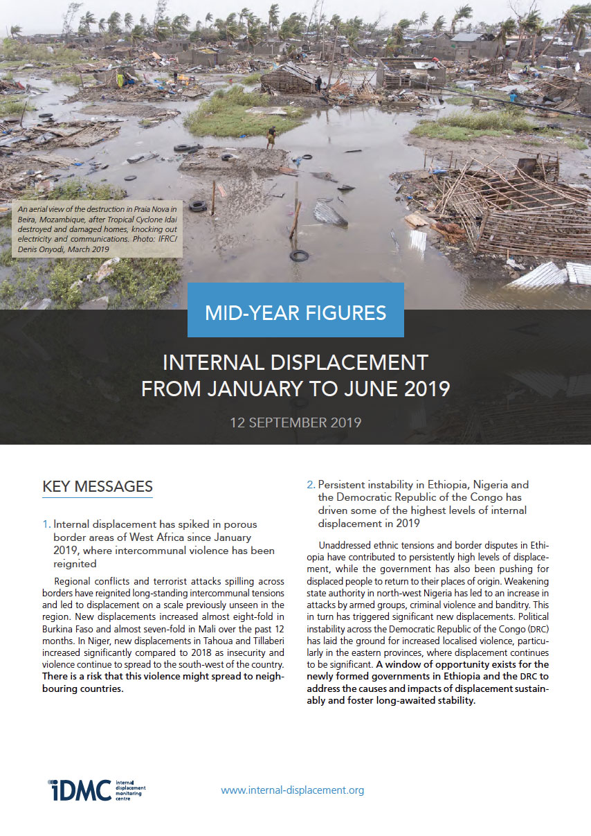 Internal displacement mid-year figures (January - June 2019)