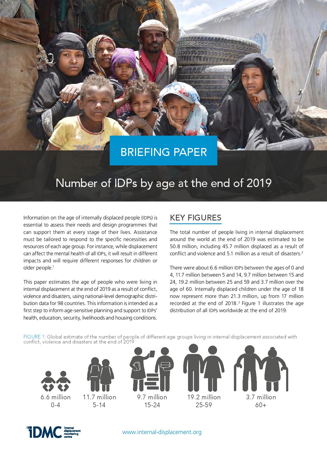 Number of IDPs by age at the end of 2019