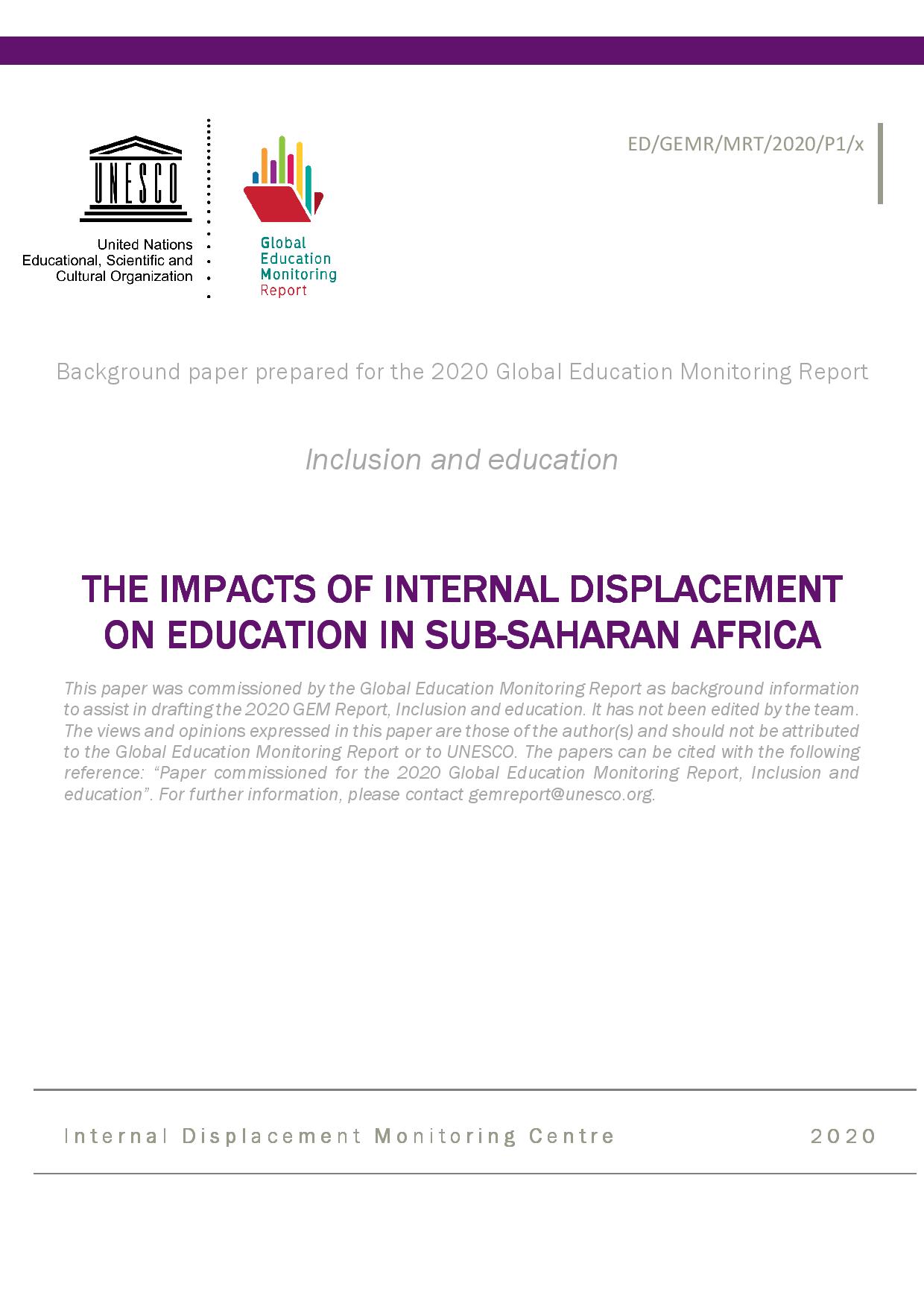 The impacts of internal displacement on education in sub-Saharan Africa