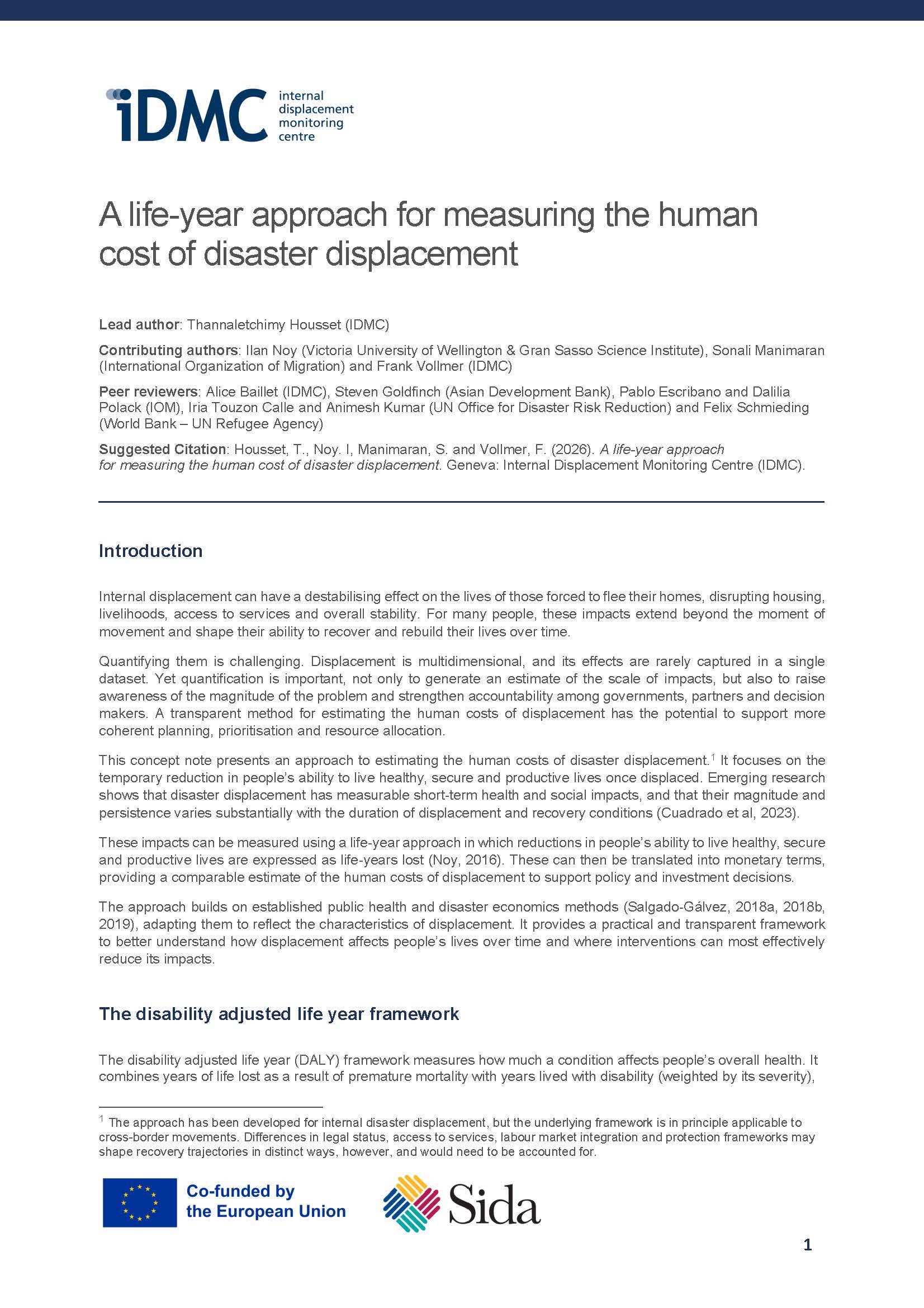 A life-year approach for measuring the human cost of disaster displacement