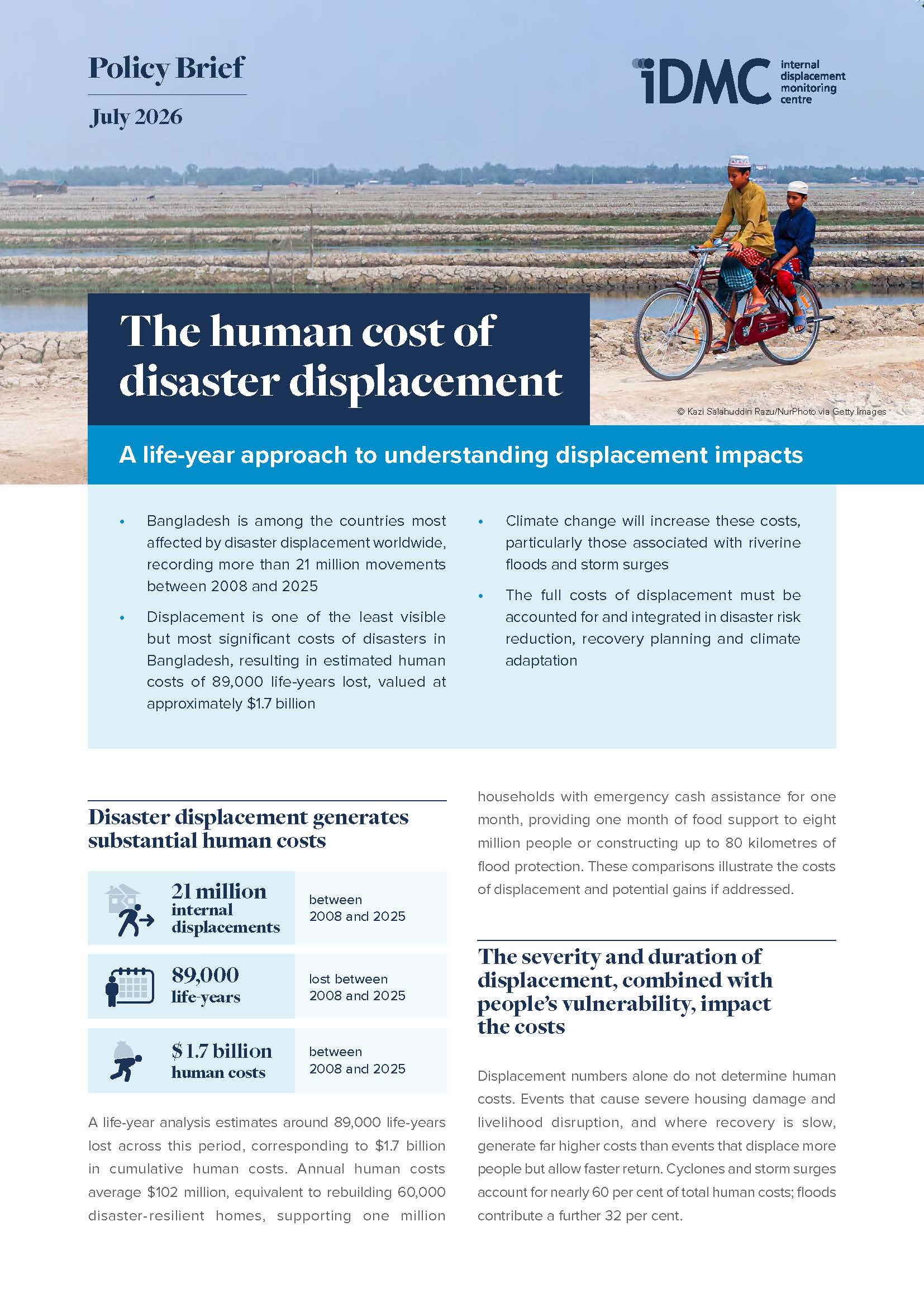 Policy brief: The human cost of disaster displacement in Bangladesh