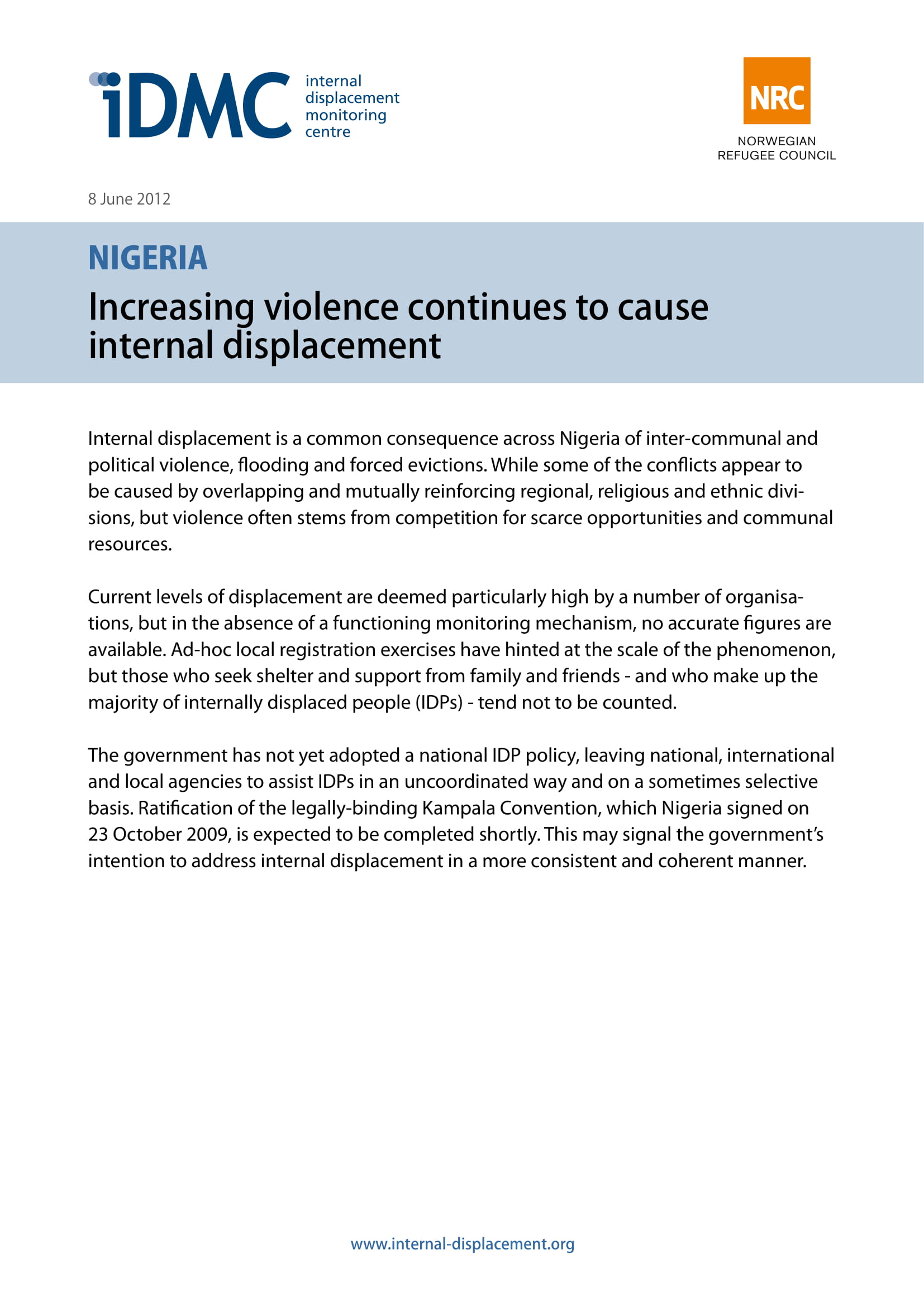 Nigeria: Increasing violence continues to cause internal displacement