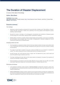 The Duration of Disaster Displacement: A review of the state of knowledge